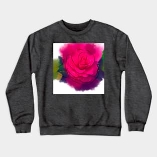 Red Camellia Bloom In Abstract Crewneck Sweatshirt